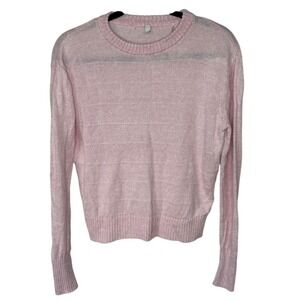 Pink 100%‎ Linen Knit Sweater Sz XS Soft Girl Coquette Preppy Cottage Core